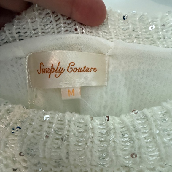 Simple Couture Sparkle White Sweater Sz Medium NWT - Picture 6 of 8